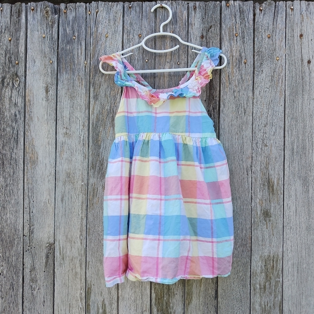 Tommy Bahama Dress Sz 7 Pastel Plaid‎ Sundress Sleeveless Lined Girl